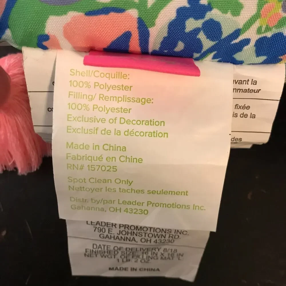 Lilly Pulitzer Feline Good Decorative Tassel Accent Pillow Tropical Pink Blue
